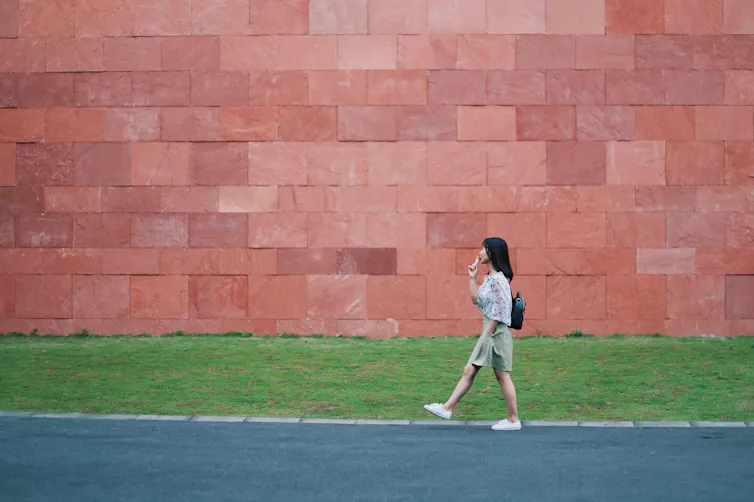 Woman walks