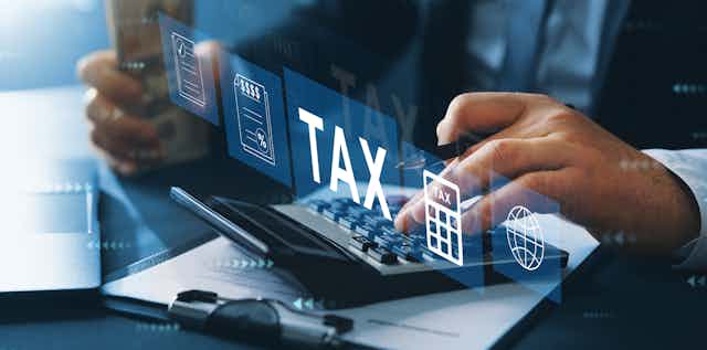 tax calculator and papers