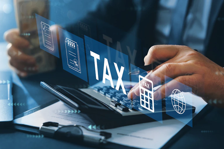 tax calculator and papers