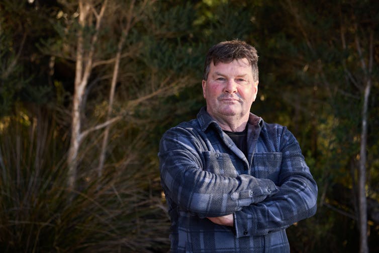 Alone Australia contestant Muzza in the Tasmanian bush