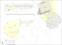 An illustration showing where homes used to be.