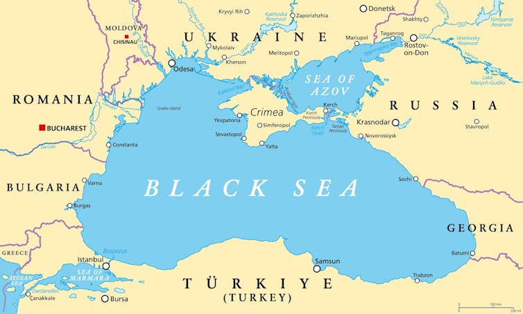 Shutterstock map of Black Sea and neighbouring states.