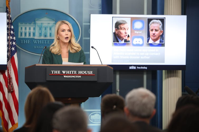 Sign-gate: a countrywide safety blunder ‘almost without parallel’ 1 White House press secretary, Karoline Leavitt delivering a briefing, March 25 2025.