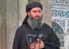 Grainy image of the Islamic State leader, Abu Bakr al-Baghdadi