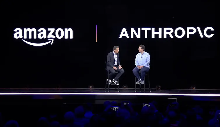 AWS CEO Adam Selipsky in discussion with Anthropic CEO Dario Amodei.