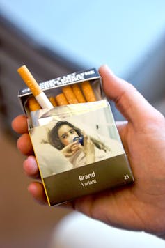 Plain packaged box of cigarettes