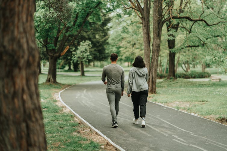 A couple walks
