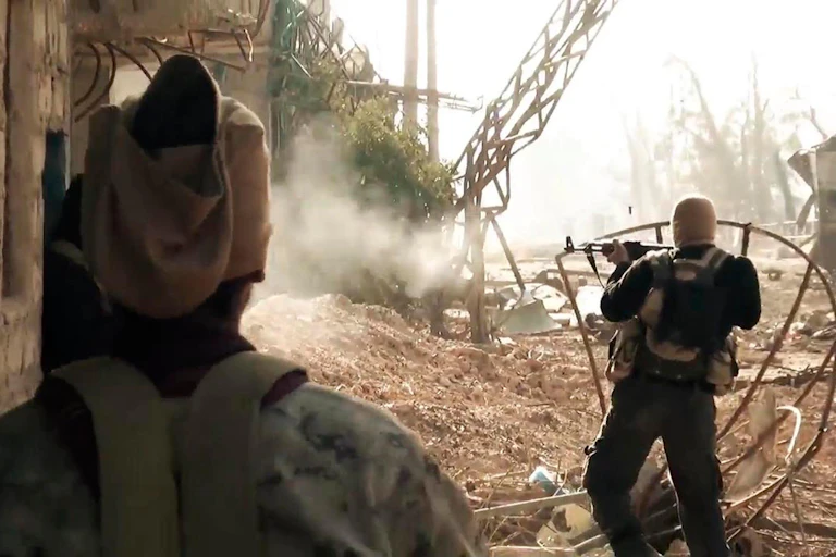 An ISIS propaganda video showing Islamic State militants during battles along the border of Iraq and Syria in an area described as Wilayah al-Khayr January 13, 2016 near Deir ez-Zor, Syria.