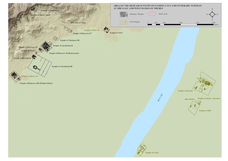 Mapa de la ubicación de la necrópolis tebana de Dra Abu el-Naga.