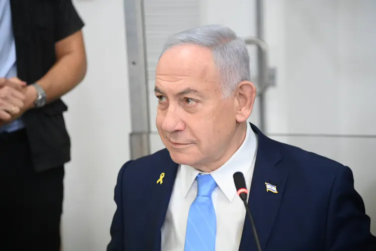 Netanyahu attends his trial on corruption charges at a court in Tel Aviv.