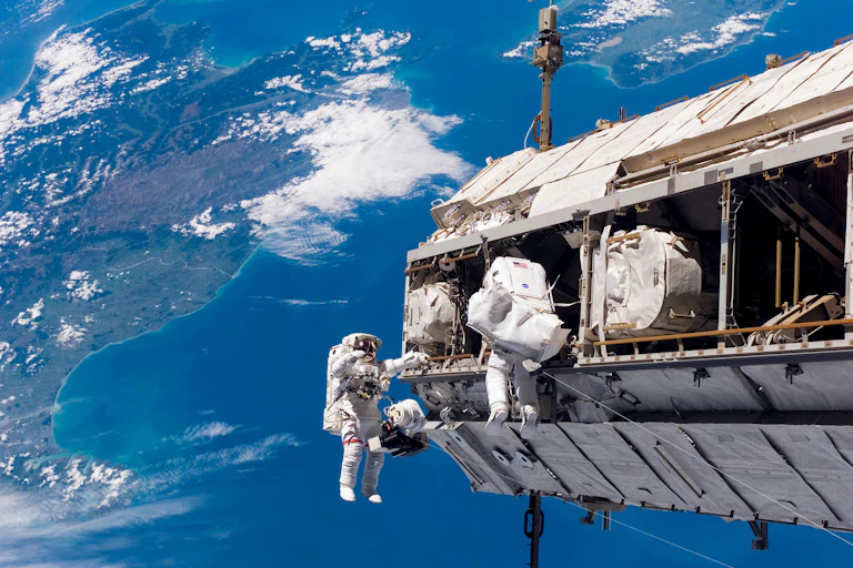 Astronauts aboard the ISS.