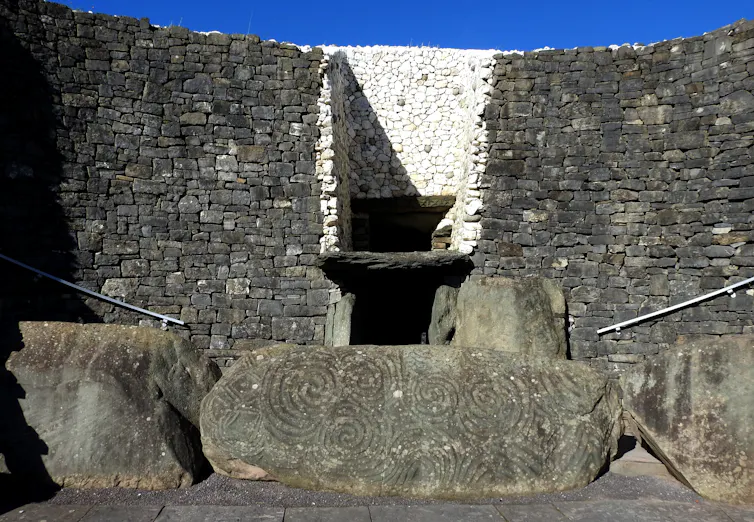 The entrance into Newgrange passage tomb mound.