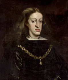 A sick-looking king in royal robes.