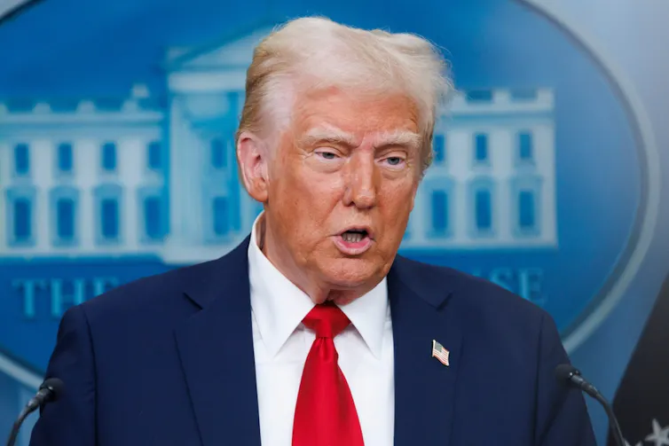 Donald Trump speaking at the White House.