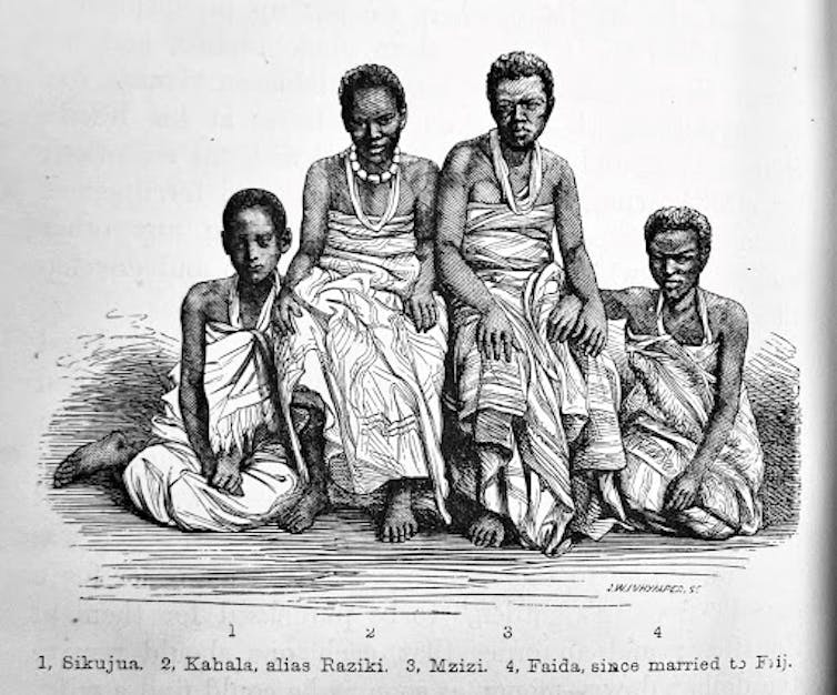 Meet the forgotten enslaved and working-class labourers at the back of British exploration in Africa, Asia and Antarctica 5 Drawing of four women