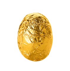 an easter egg in gold foil wrapping