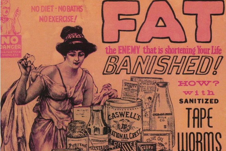 An advert for the tape worm pills