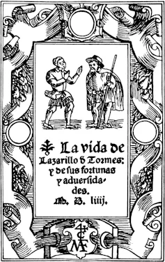 Placa conmemorativa de cerámica que reproduce la portada de una edición original de 1554 en Medina del Campo.