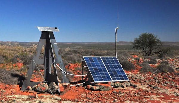A mechanical panel sitting in a desert in Australia
