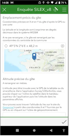 Exemple de formulaire pour la saisie de données de prospection des gîtes contenant des silex susceptibles d’avoir été exploitées par les populations préhistoriques
