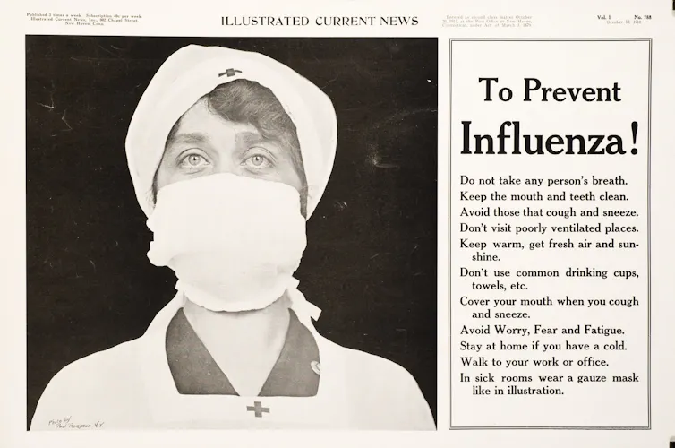 An ad from 1918 for preventing influenza
