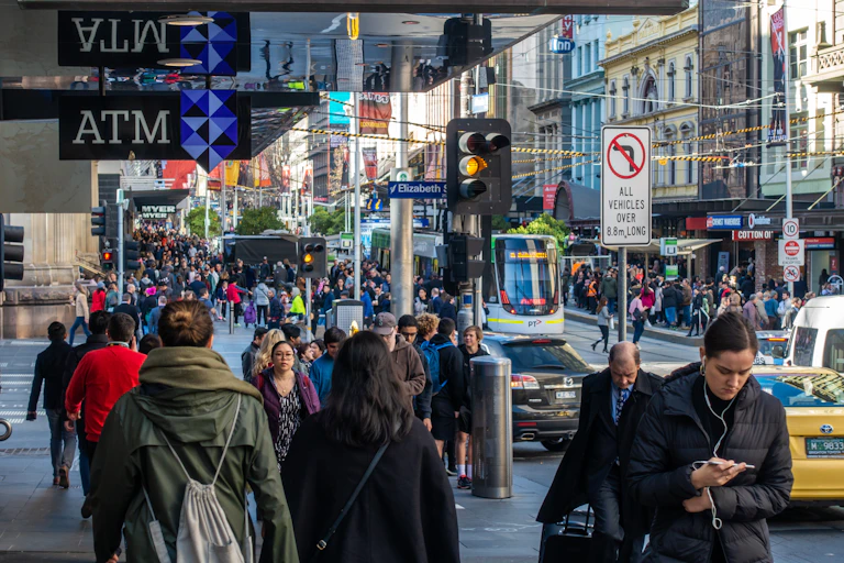 People walking in city in Melbourne