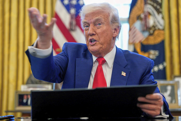 US President Trump in the Oval Office on Wednesday.