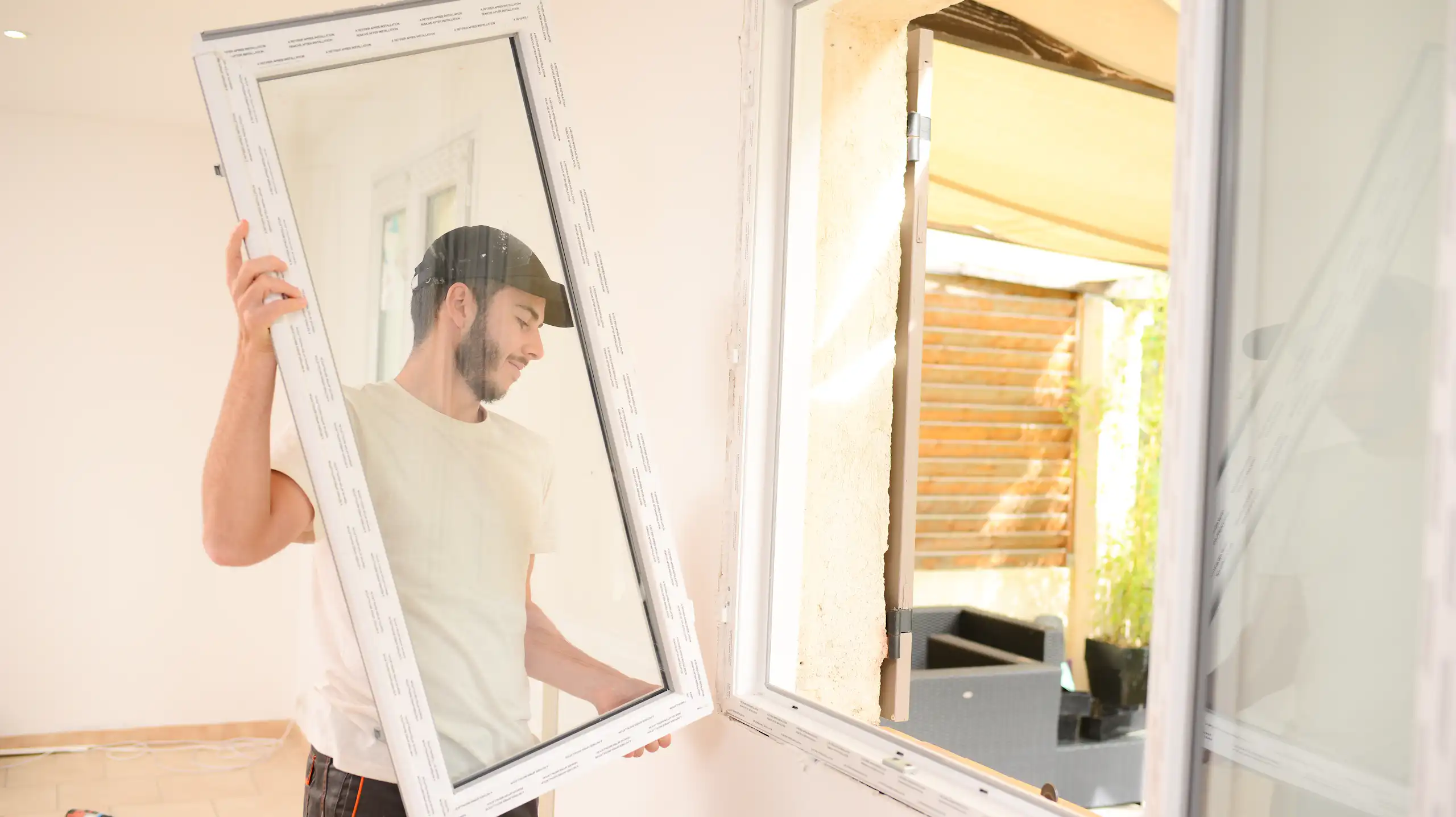 homme qui change une fenêtre