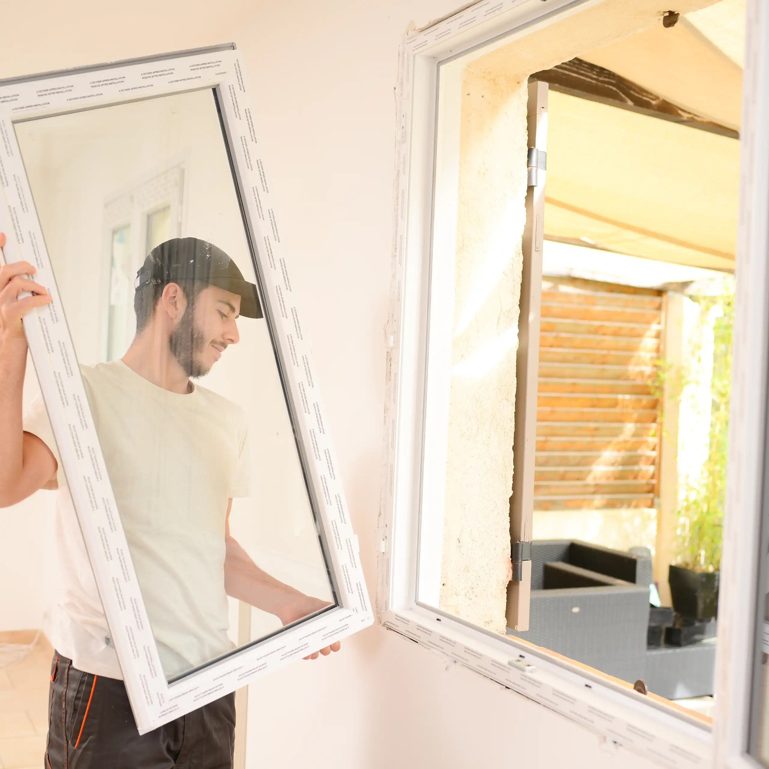 homme qui change une fenêtre
