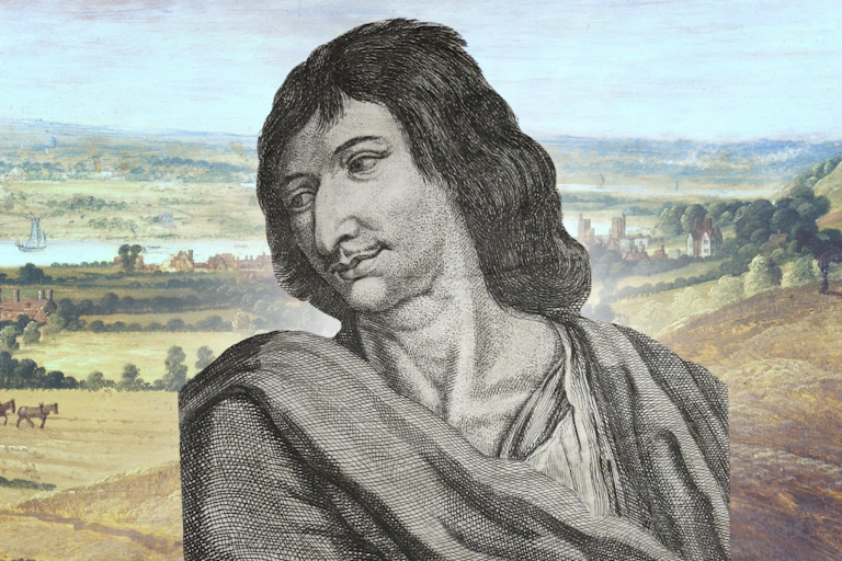 Etching of Cyrano de Bergerac with long hair