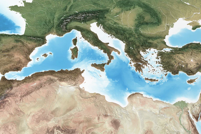 physical map of mediterranean