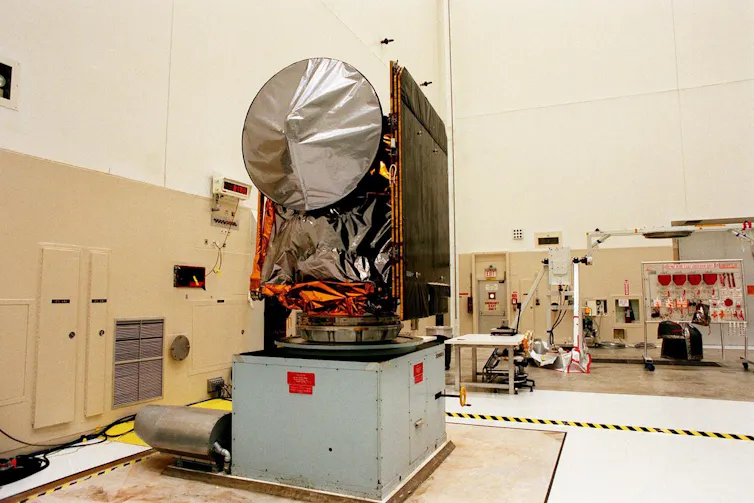 a space vessel being constructed inside a lab
