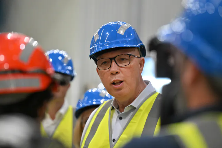 Leader of the Opposition Peter Dutton visits BlueScope steel facility in Erskine Park, in western Sydney on day 12 of his 2025 Federal Election Campaign