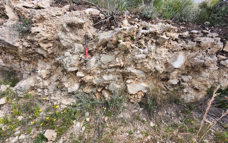 Rocky ground with hammer