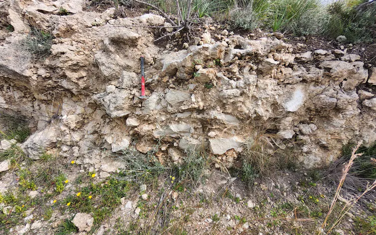 Rocky ground with hammer