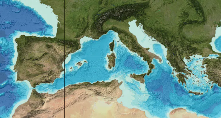 Bathymetric map of the Med