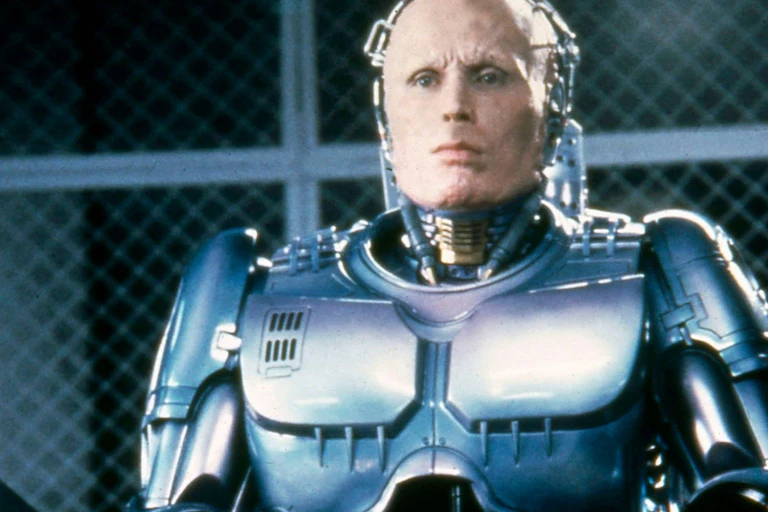 Man's head on a robot's body (Robocop)