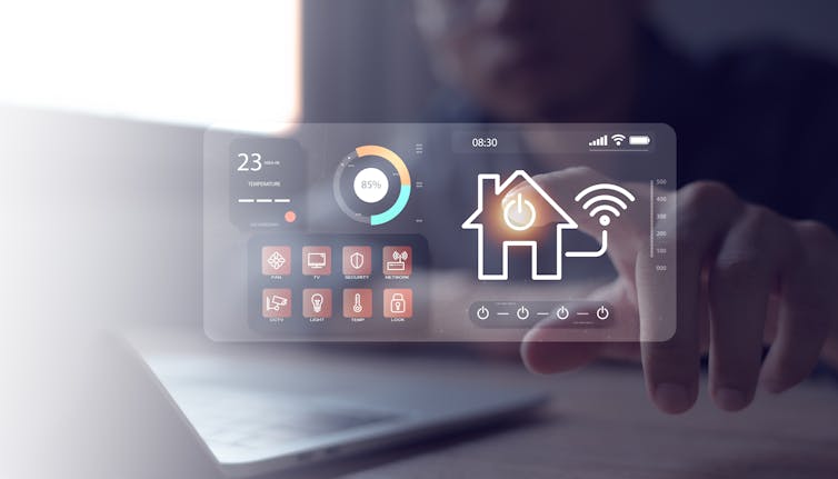Smart home panel showing various functions