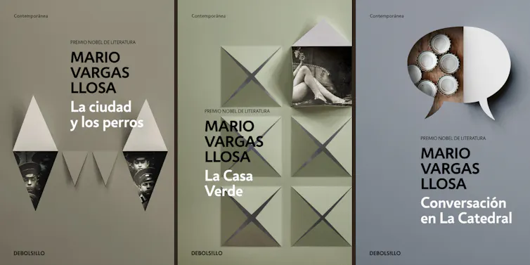 Portadas de _La ciudad y los perros_, _La casa verde_ y _Conversación en La Catedral_.