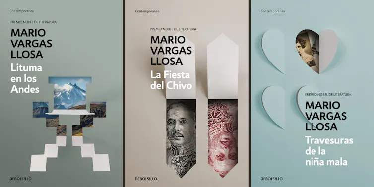 Portadas de Lituma en los Andes, La fiesta del Chivo y Travesuras de la niña mala.