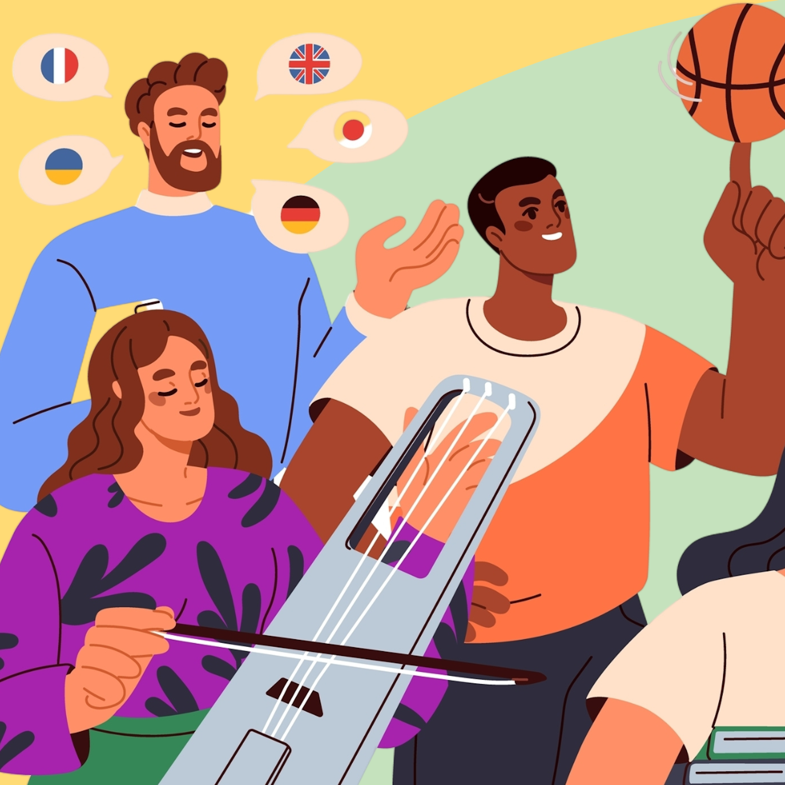 Illustration de gens exerçant plusieurs hobbies