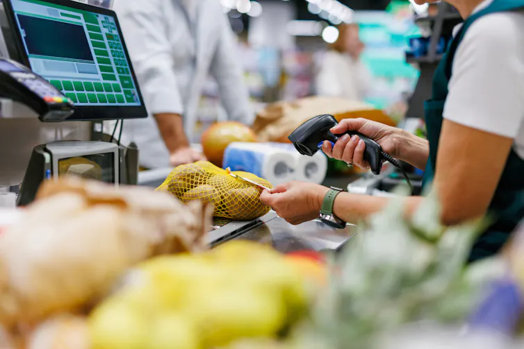 supermarket checkout cropped close