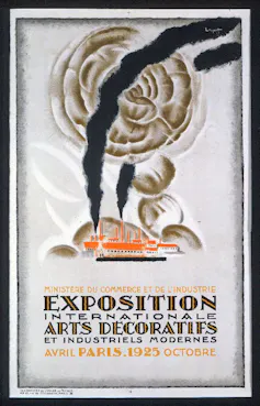 Poster advertising the International Exhibition of Modern Decorative and Industrial Arts.