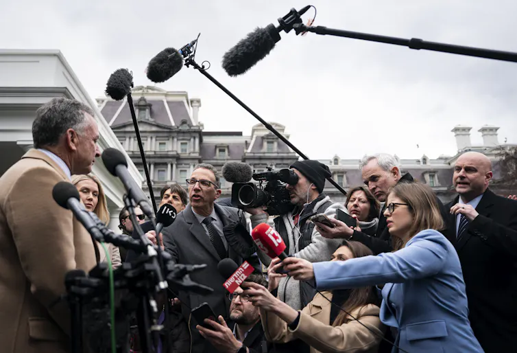 Steve Witkoff speaks to reporters outside the White House.