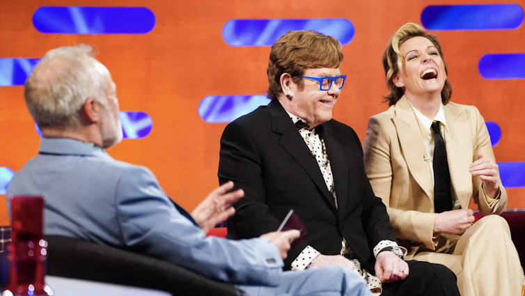 Posh-house drama, Elton’s new album and artwork to make you weep – what to observe, see and pay attention to this week 3 Singers Elton John and Brandi Carlile laughing on a TV chatshow studio set.