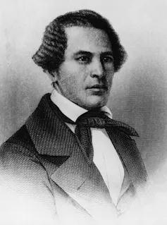 Engraved portrait of young, elegantly dressed Black man.