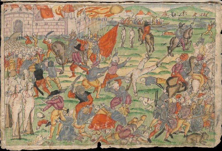 ¡Haga de Rusia Medieval de nuevo! Cómo Putin está tratando de remotar a la sociedad, con un poco de ayuda de Ivan el terrible 4 Una pintura representa a las personas que son acuarteladas y cortadas.