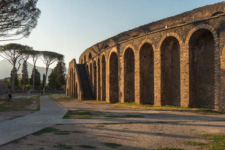 Photograph of the amphitheatre at sunset.