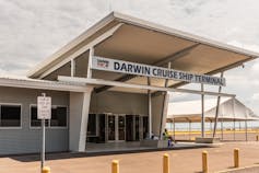 A grey, single storey building