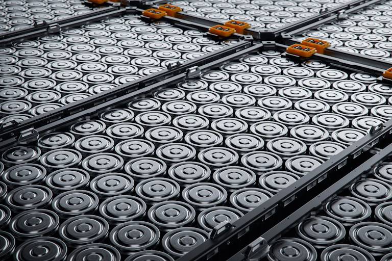EV battery pack close up.